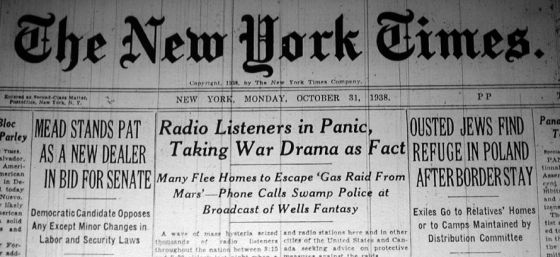 War of the Worlds broadcast causes panic
